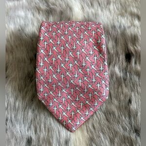Vineyard Vines Pink Shark Print Silk Tie o/s